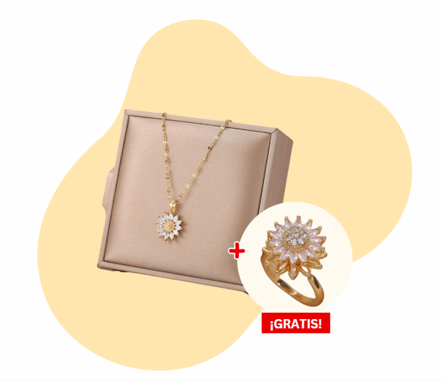 Collar de girasol giratorio + Anillo GRATIS